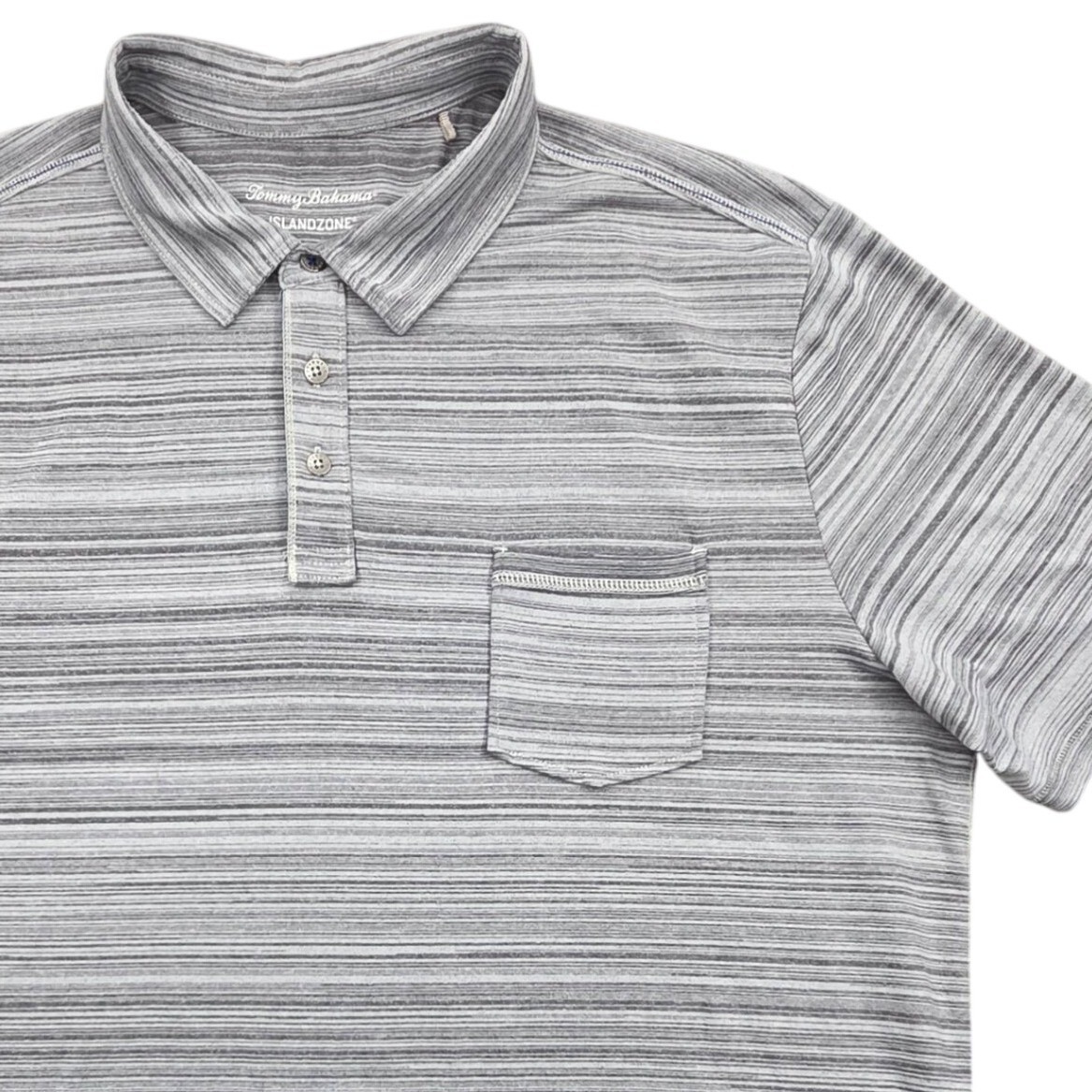Tommy Bahama Islandzone Gray Striped Performance Polo Shirt Ss Mens Xxl